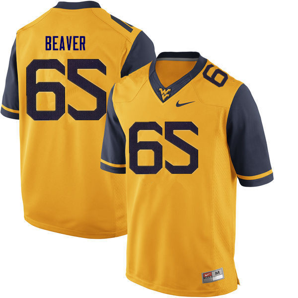 NCAA Men's Donavan Beaver West Virginia Mountaineers Gold #65 Nike Stitched Football College Authentic Jersey LI23B73UJ